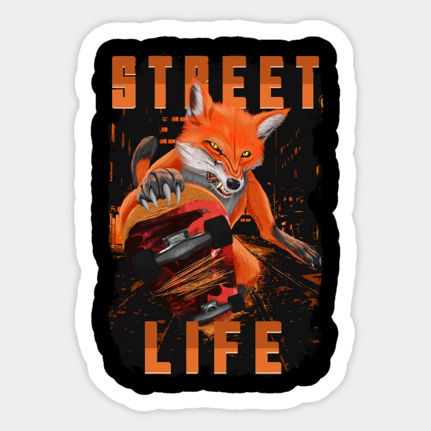 Fox, Skateboard, Skater, City, Halfpipe, Skating Sticker by Strohalm